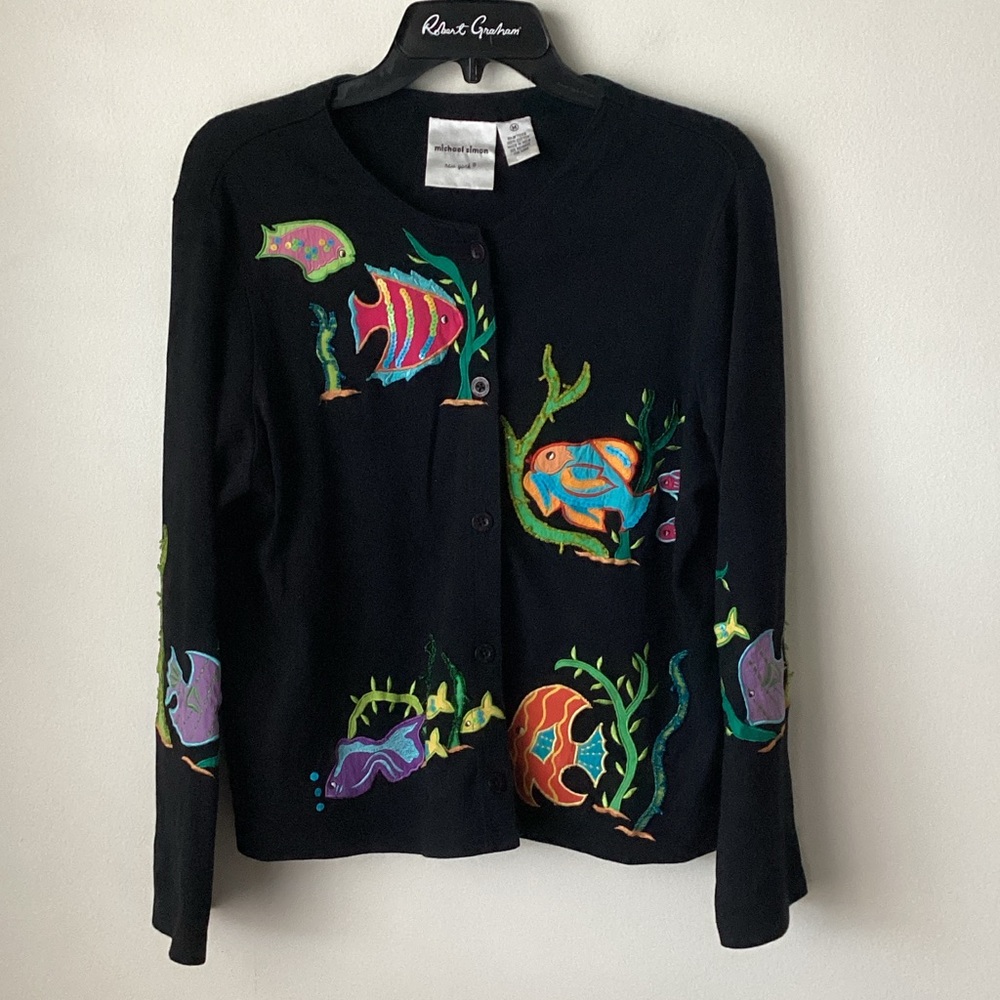 Michael Simon New York Fish Cardigan Medium